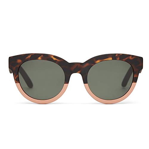 TOMS Women's Floretin Round Sunglasses, Matte Blonde Tort Coral Fade/Green Grey, One Size
