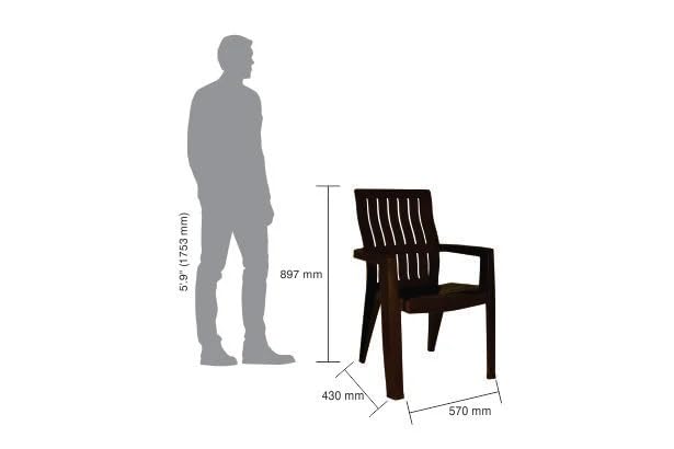 Image of ITALICA 2277 Spine Care Plastic Chair for Indoor /Outdoor /Study /Office /Living Room /Dining Room /Bedroom /Kitchen /Garden /Stackable Chair - Set of 2 Pcs Chair (2, Brown)