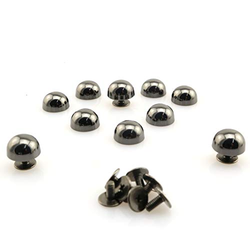 DTTRA 10pcs Sliver Buttons Screw Mushroom Rivets Studs Leather Craft Nail Rivets for DIY Wallet Handbag Belt (Black)