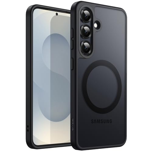 JETech Magnetisch Hülle für Samsung Galaxy S25+ / S25 Plus 5G Kompatibel mit MagSafe Transluzente Matt Rückseite Stoßfeste Handyhülle (Schwarz)
