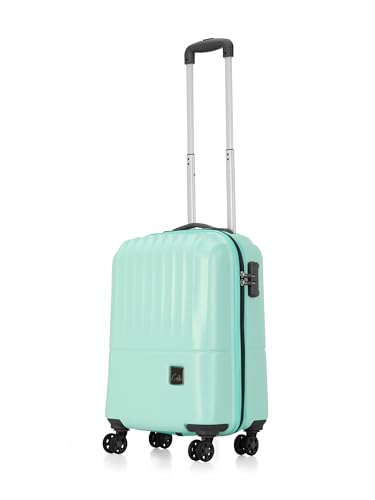 Image of Genie Palm Plus 55cm Trolley Bag, Hard Side 8 Wheel Carry on Luggage - Fresh Mint, Travel Bag for Women
