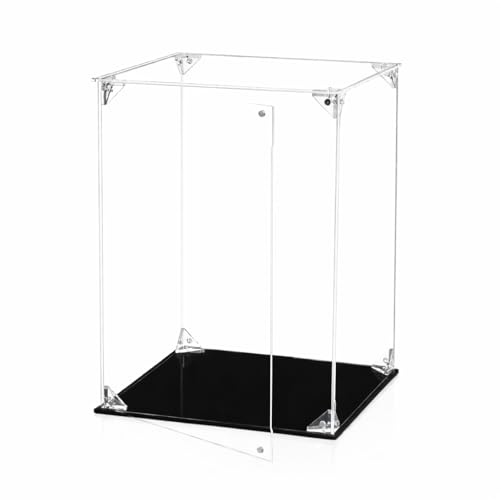 Gorocking フィギュアケース 透明収納ケース コレクションケース ディスプレイケース 積み重ね可能 前開き収納 大容量 雑誌 本 CD 小物整理 クリアケース (1, 台座ミラー＋背面ミラー, 幅30×奥行20×高さ20cm)