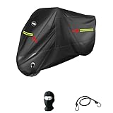 Descripción del Producto: Funda de moto polar para parabrisas y topcase All Black con tiras reflectantes y agujero de 4cm para la cadena, con doble costura y máxima resistencia. Material altamente impermeable, con elásticos delanteros y traseros. Resistente a los arañazos, transpirable, ligero y resistente. Mantiene la bicicleta limpia y la protege del envejecimiento. Adecuado para todas las estaciones. 100% de adherencia. -Talla XXL -Dimensiones: 296x105x127cm -Color negro con rayas reflectante