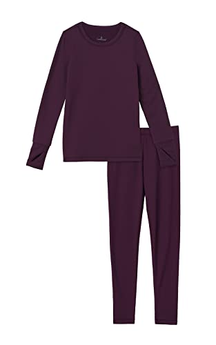 Image of Cuddl Duds Heavyweight 2 Piece Sets Base Layer Thermal Underwear for Girls | Winter Clothing, Fleece Lined Long Sleeve Top & Leggings, Soft Lounge Set for Cold Weather, Moisture Wicking Heat Retention