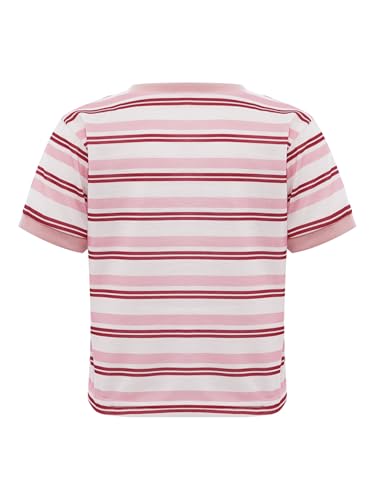Girls Boys Heart Embroidery Striped Summer Shirts Kids Round Neck Short Sleeve T-Shirts Casual Tee Blouses4