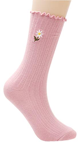 5 Pairs Women Comfortable Crew Soft Slouch Knit Cotton Socks ,5-10 W81 (solid color)