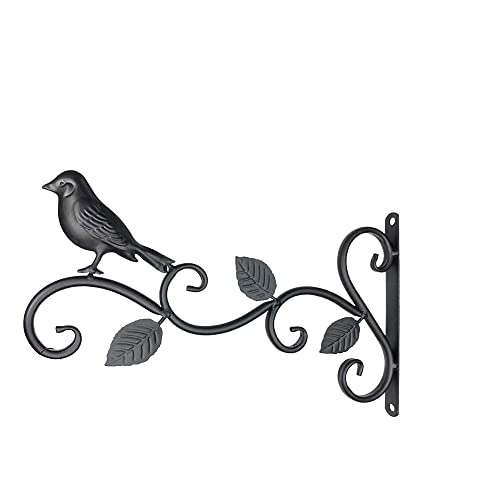 ZONADAH Pack of 2 Bird Décor Multi-function 30cm Metal Wall Mount Holder Hanger Hooks for Plant Flower Basket Lights Birdcage Lanterns Wind Chimes Decoration Garden Balcony Indoor or Outdoor Black - Image 2