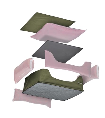 Orthopädisches Hundebett Grün 2XL für große Hunde - Recyceltes Flockenfüllmaterial, Waschbarer, robuster Baumwollbezug mit soliden Reißverschlüssen, Allergikerfreundlich, Indoor/Outdoor – Bild 4