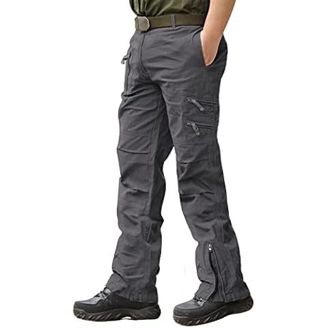 FEDTOSING Mens Cargo Work Trousers Combat Tactical Outdoor Casual Pants with Multi-Pockets (Grey 38W / 30L) Cover