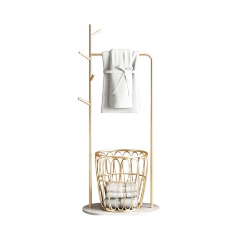Toallero de baño pie, Estante Hierro nórdico, Almacenamiento Ropa for Inodoro, toallero Soporte para Rejilla para Mantas(Gold)