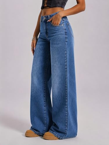 Image of ADBUCKS Baggy Jeans for Women || Women,s Loose Jean Pants || Oversized Jean's for Women's || Wide Leg Jean,s for Woman || Casual Jins for Woman's