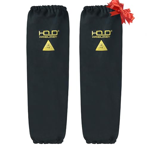 Image of HANDLANDY Flame Resistant Welding Sleeves for Men and Women, One Size Heat & Flame Resistant Arm Protection Welding Accessories (Black)