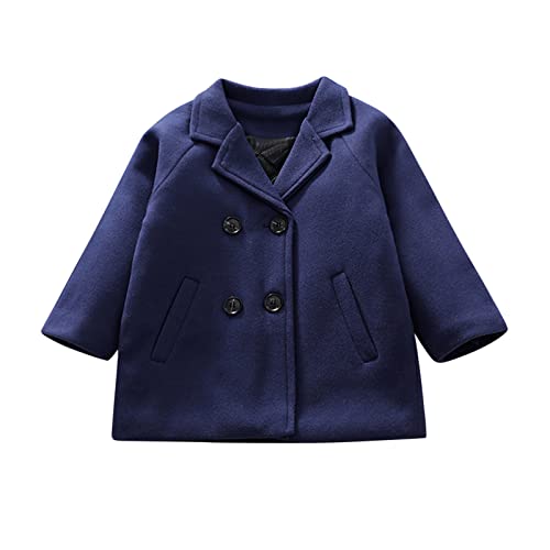 Toddler Cardigan Coats Baby Boys Girls Buttons Long Sleeve Fall Coats with Pockets Wool Collar Plain Jacket Tops2