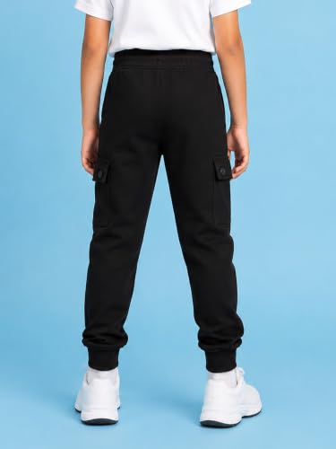Image of KiddoPanti Boys Cotton Joggers | 100% Cotton Single Jersey | 2 Side Cargo Pockets with Flap | Elasticated Waist Band with Functional Drawcord | Soft & Breathable Track Pants