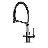 Ari Rubinetto Lavello Cucina 3 Vie Doccetta Flexible, Nero Opaco