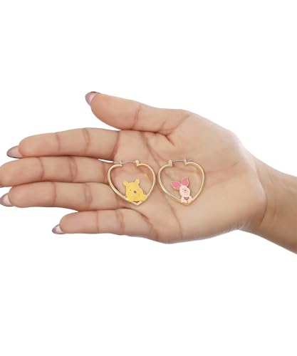 Disney Piglet and Winnie the Pooh Hoop Earrings for Women Official License, 18k Gold Flash-Plated Winnie the Pooh Earrings4