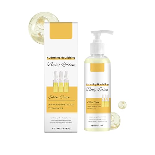 Nourishing Body Lotion, Bodylotion mit Alpha-Hydroxysäuren, Vitamin C & E, Intensive Pflege für sehr Trockene Haut, Straffende Körperlotion für Alle Hauttypen, 100g (1Pc, 100g)