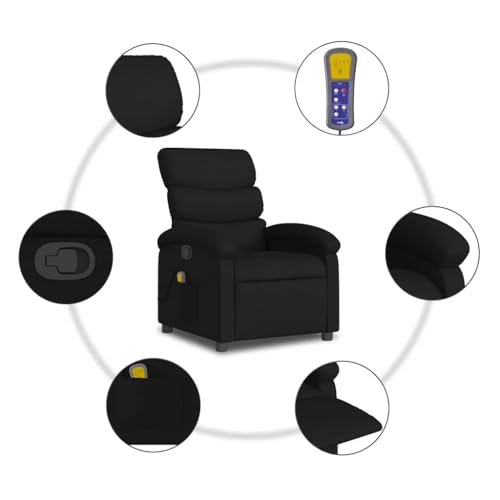 Sillón reclinable manual tela negro miniatura 5