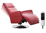sessel rot samt Lieferumfang: Cavadore 2344 - TV-Sessel Cobra in Ergonomiegröße L / Inkl. 2 E-Motoren und Fernbedienung zur automatischen Verstellung der Rückenlehne und Fußstütze / Inkl. verstellbarer Kopfstütze / Belastbar bis 130 kg / Fuß: Drehteller in Edelstahl