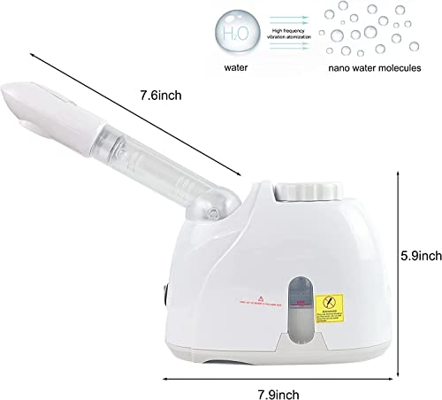 Cinidy 2 in 1 Facial Steamer and Hair Steamer Face Sauna Humidifier Hot Mist Moisturizing for For Cold and Cough Nose Facial SPA Skin Care Salon and home (white colorss) (whiites)