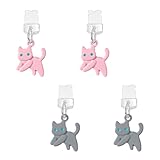 Dlseego iPhone用 キャップカバー ケーブルキャップ iPad mini 適応 iPhone14 13 12 X Xs Max Xr 8 7 SE2適応アンチ ダスト プロテクター iphone用 ポート防塵保護カバー 充電穴キャップ スマートフォン用 lightning キャップ4個入り かわいい　猫　グレー+ピンク