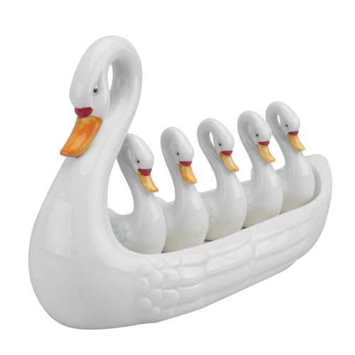 BEBEMOKO 1 Set Chopstick Rest Set Kitchen Things Kitchen Spoon Holder Swan Shape Chopsticks Stand Cute Snack Platter Ladle Rest Japanese Styled Chopsticks Lovely Tableware White Porcelain