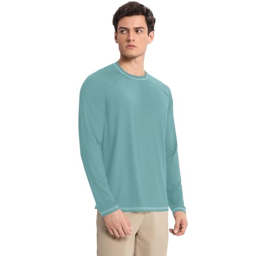 Cadet Blue Green Shirts Summer UPF 50+ Fishing Round Neck Long Sleeve Sun Protection UPF 50+ Hiking3