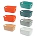 Cestino portaoggetti, Lre Co. cestini in plastica Scatola portaoggetti Scatole portaoggetti piccoli con manici Contenitore portaoggetti Organizzatore per bagno Cucina Cosmetici, 6 colori
