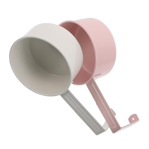 SAFIGLE 2 Cucharas Medidoras de Metal para Detergente en Polvo y Líquido Pala Pequeña de Hierro Resistente Colores Rosa y Blanco Accesorio para Lavandería y Alimentación de Mascotas