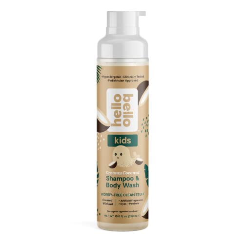 Image of Hello Bello Kids Shampoo & Body Wash - Gentle Hypoallergenic Tear-Free Plant Based Formula - Vegan and Cruelty-Free - Creamy Coconut Scented - 10 fl oz