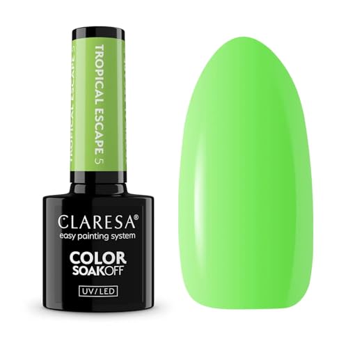 Claresa Esmalte de uñas UV – Tropical Escape 5 – Lima Neón | Llamativo Gel Polish en fresco verde verano | Duración de 3 semanas | Apto para UV/LED | Claresa Gel Barniz