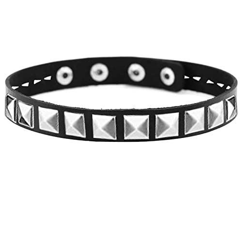 Studded Leather Choker Necklace and Bracelets Set for 80s 90s Vintage Women Men Punk Rock Emo Goth Jewelry Scene Costume Accessories2