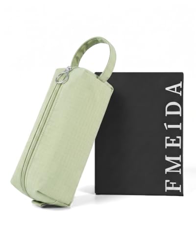 Image of Fmeida Simple Pencil Case Pouch, Office Supplies Gift for Men Women, Green | Eco-Friendly Fabric, Gift Box, Water-Resistant, Inner pocket, Carry handle, for Coworkers Writers Teachers Designers