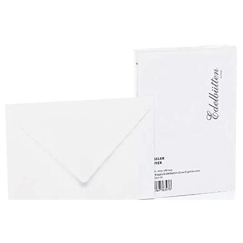 Rössler Papier 2031388003 - Enveloppen pakket DIN C6, zijdevoering, 20 stuks, handgeschept papier, gehamerd, wit
