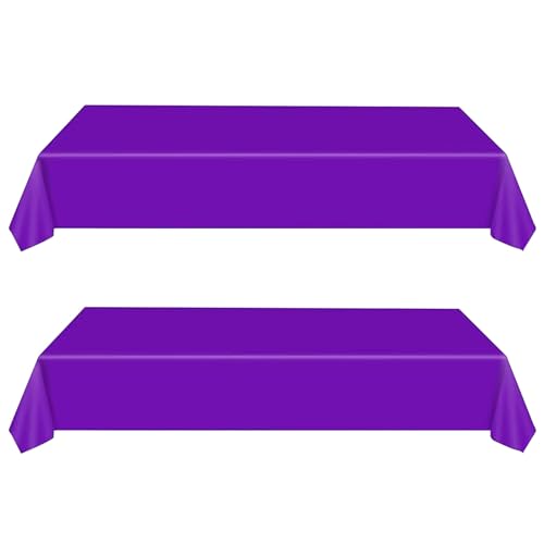 yayafunfun 2 Pcs Nappes Violet Jetables, Grand 137 * 274cm Nappe Rectangulaire, Imperméables, Nappe Plastique Couverture de Table pour Anniversaire de Enfants Adultes, Fêtes,Halloween, Noël, Pâques