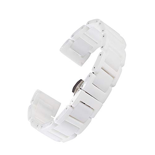 Beauty7 Unisex Keramik Uhrenarmband Weiß/Schwarz mit Faltschließe WBL00021BD20a