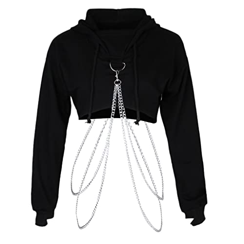 sharprepublic Damen Kapuzen Pullover Sweatshirt Hoodie Crop Top Strickjacke...