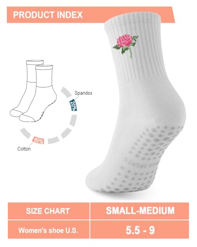 Image of Aoliks 6 Pairs Pilates Grip Socks for Women, Non-slip Yoga Athletic Socks for Barre Ballet Barefoot Workout Hospital