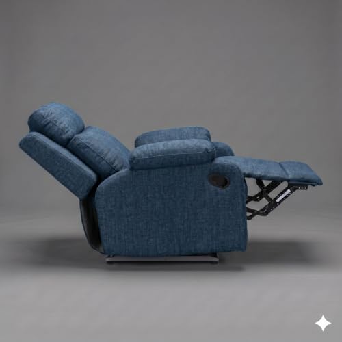 Image of Amazon Brand - Solimo Elira | Single Seater Sofa Recliner | Manual Recliner (Velvet Blue)