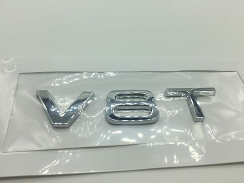 Image of 2pcs OEM ABS Nameplate Compatible for V8 T Chrome Emblem 3D Trunk Logo Badge Compact Decoration