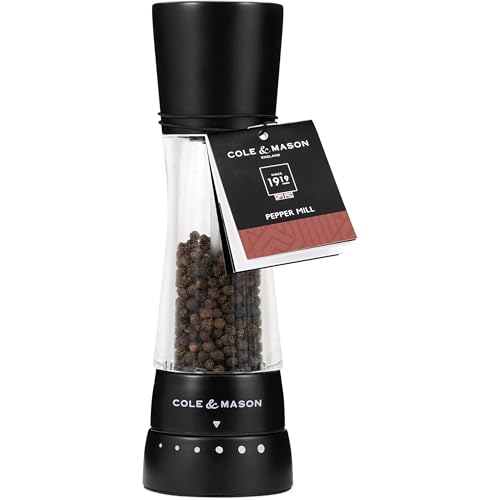 Image of Cole & Mason Derwent Pepper Grinder - Mill Includes Gourmet Precision Mechanism and Premium Peppercorns - Pepper Mill, Matt Black