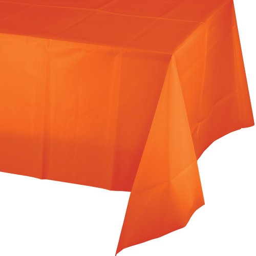Creative Converting Touch of Color Plastic Tablecover, Each, 1 Pc, Sunkissed Orange