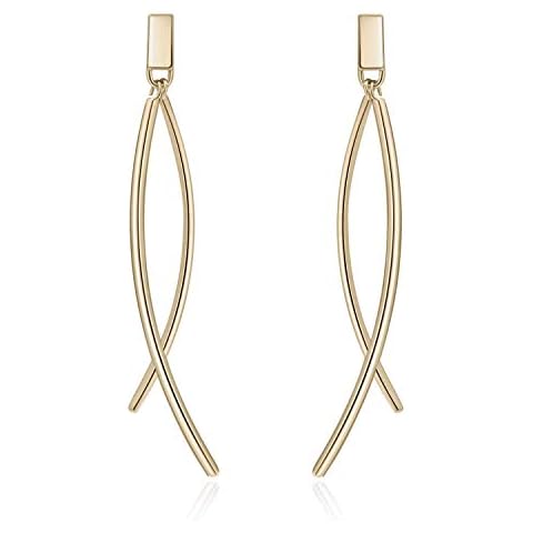 Bar Earrings Sterling Silver Drop Line Earrings Dangle Earrings for Women Simple (gold) Cover