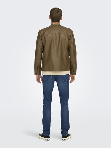 Only & Sons Herren Onsmike Pu Racer Jacket OTW Noos, Monks Robe, x_s – Ansicht 3