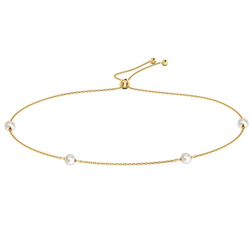 Pearl Bracelets for Women, Womens Gold Bracelets, 14k Gold Pearl Bracelet, Small Dainty Bracelets for Women, Adjustable for Perfect fit, Celebrity-Approved Gold bracelets for Women, Awesome Gifts for All Occasion