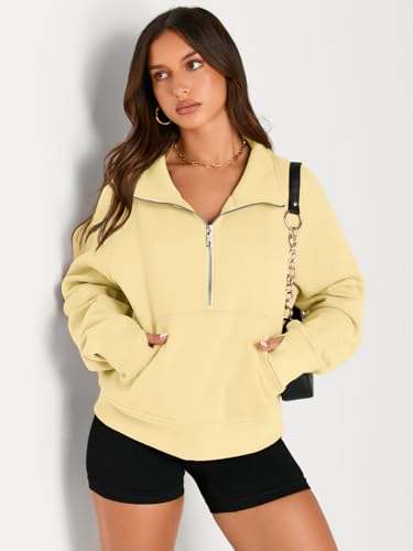 Image of AUTOMET Womens Sweatshirts Half Zip Cropped Pullover Fleece Quarter Zipper Hoodies 2026 Fall Fashion Outfits Clothes