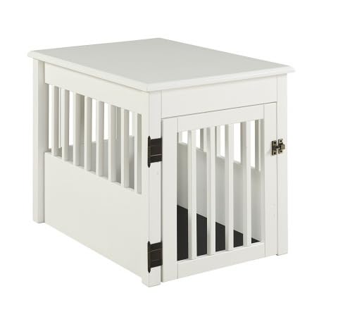 Furniture Ruffluv Pet Crate End Table - White