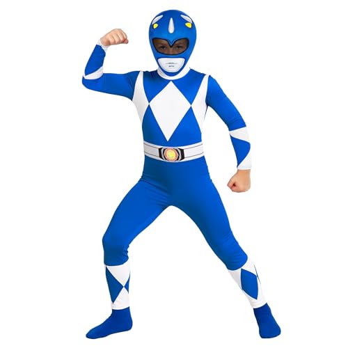 Morphsuits Azul Mighty Morphin Disfraz Power Ranger Niño y Niña, Disfraces para Carnaval y Halloween, L