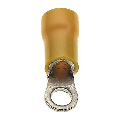 Crimp Terminal, Pack of 100, Yellow, 4mm, 48A, 12-10 AWG, Heat Shrink Ring Connectors, Tinned Copper Connectors - Image 2