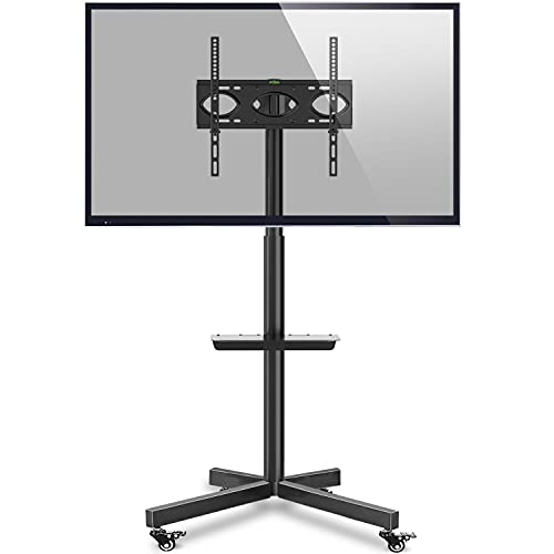 RFIVER Support TV Sur Roulettes - Chariot Meuble TV 23-65 Pouces Pivotant Réglable En Hauteur Max 40kg